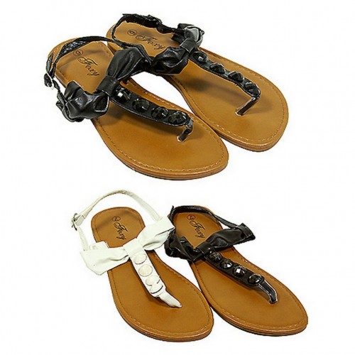 12-pair Assortment Sandals - Acrylic Beads w/ T Strap - SL-S11-8035